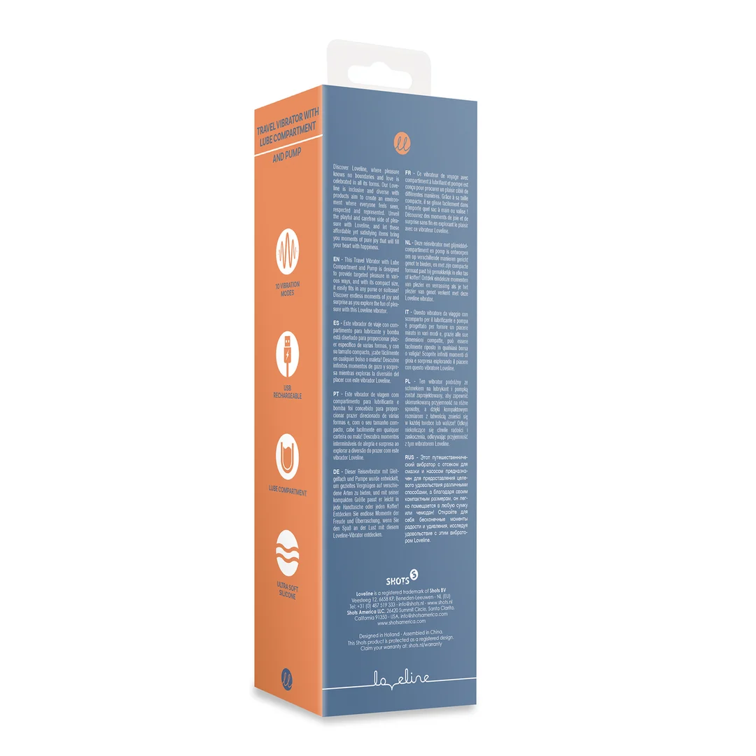 Vibratore da viaggio Loveline Blue Horizon con scomparto per lubrificante - immagine 2