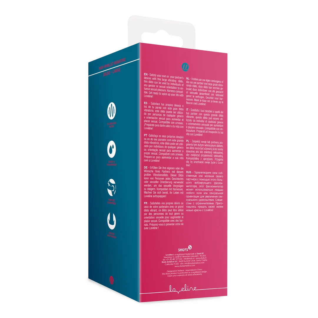 Grande dildo vibrante Loveline rosso lampone - immagine 2