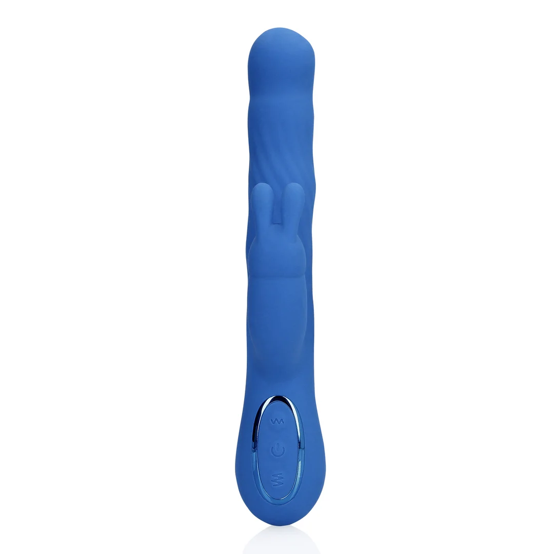 Vibratore rabbit con movimenti oscillanti per clitoride e punto G, Loveline Jetset Blu, Loveline by Shots - immagine 4