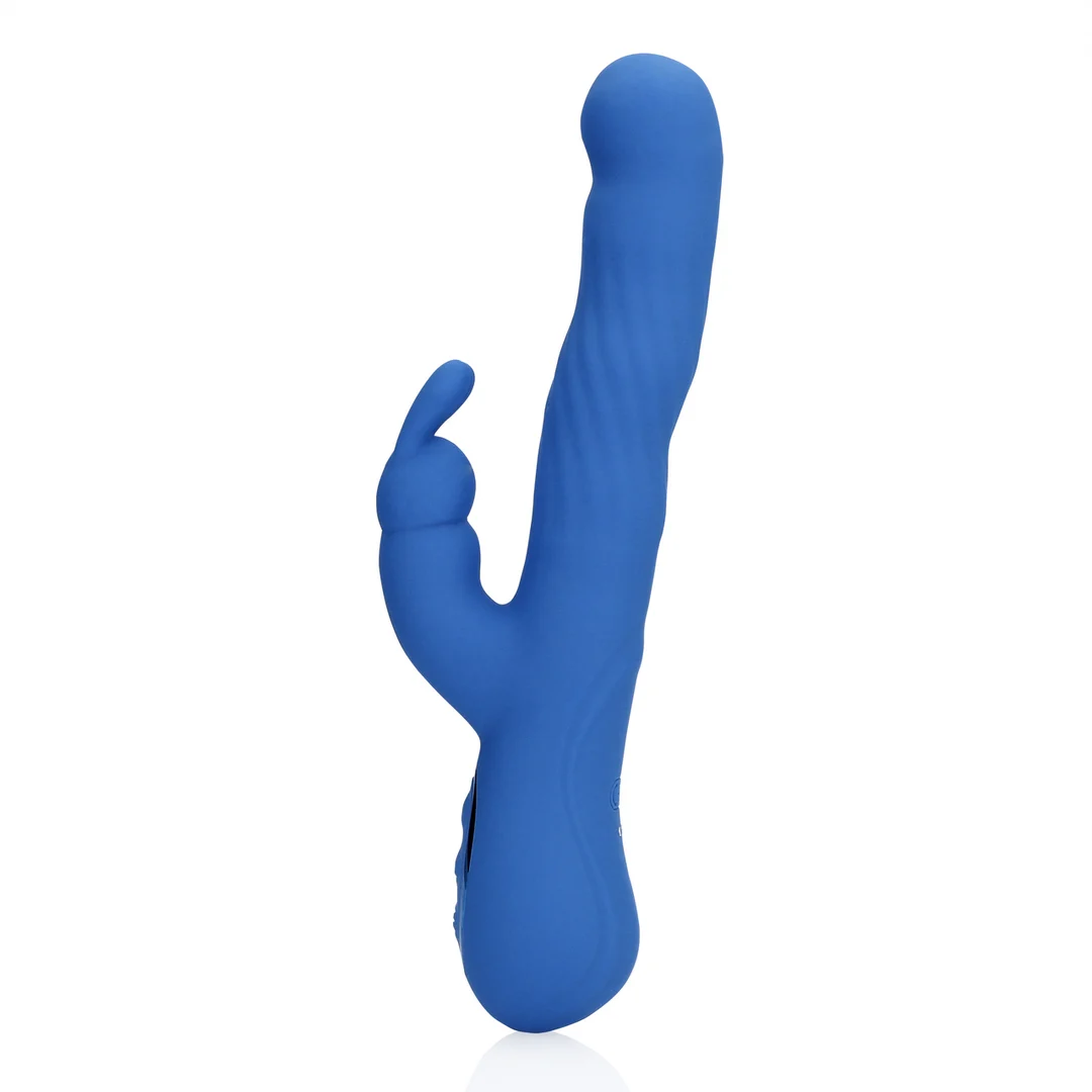 Vibratore rabbit con movimenti oscillanti per clitoride e punto G, Loveline Jetset Blu, Loveline by Shots - immagine 5