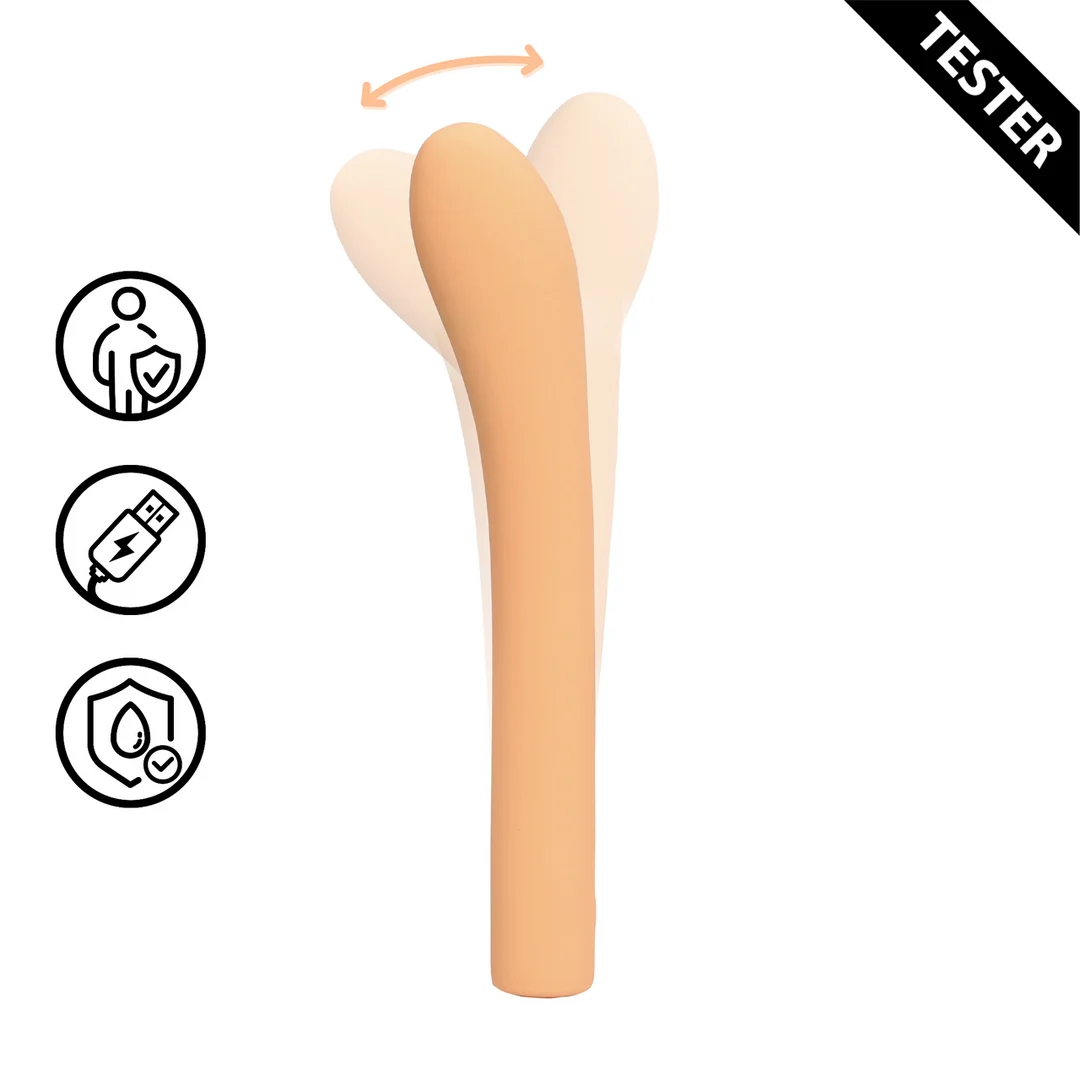 LOVE122ORNTEST Vibratore per il punto G, movimenti delle dita con sensazione di penetrazione, Loveline by Shots Perzik Fuzz (Tester) - immagine 1