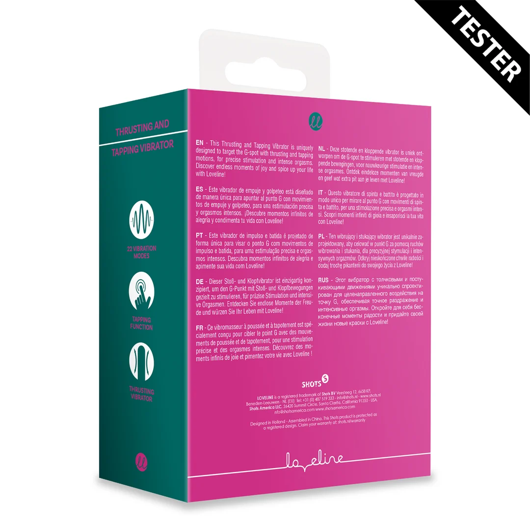 LOVE131PNKTEST-3 Vibratore per il punto G con movimenti di spinta e pulsazione, rosa, Loveline by Shots Loveline by Shots - immagine 1