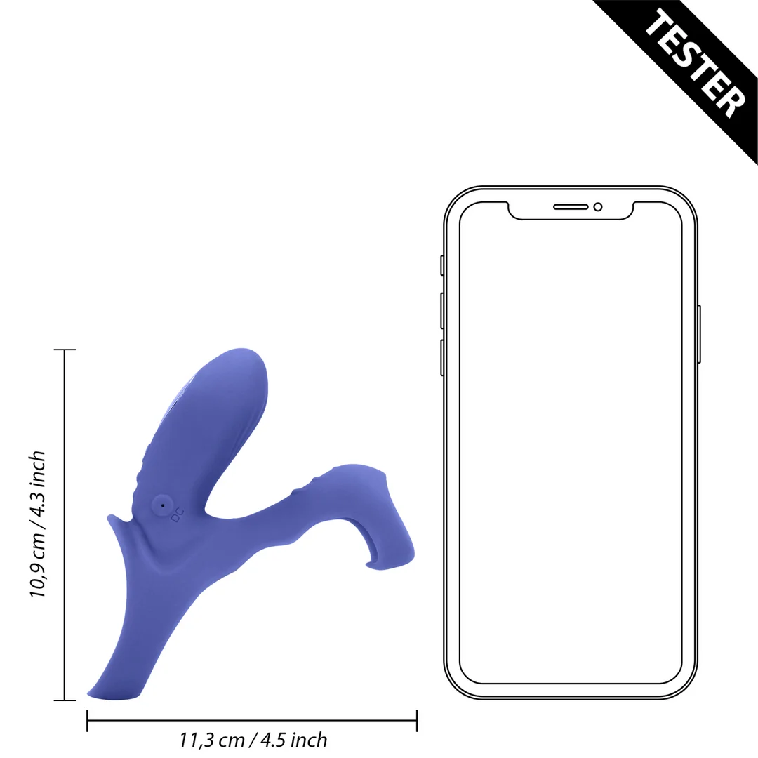 Anello vibrante per il pene con stimolazione del clitoride, Tamiya blu, tester - immagine 6