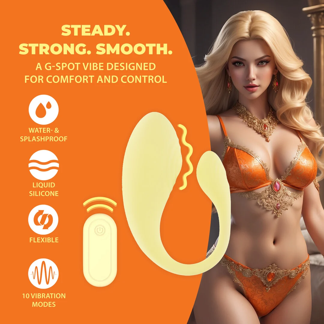 Vibratore per il punto G con telecomando e 10 modalità, Loveline by Shots, giallo - immagine 8