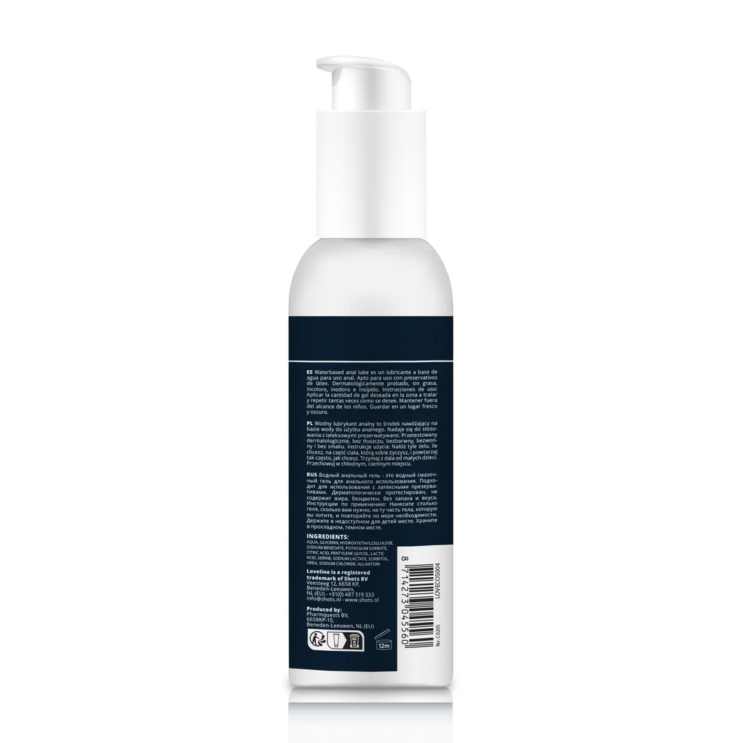 Lubrificante anale a base d’acqua, testato dermatologicamente, incolore e inodore, 150 ml, Loveline by Shots - immagine 4