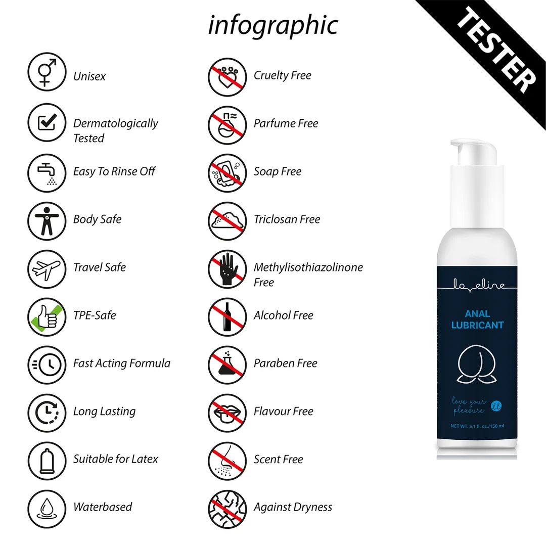 Lubrificante anale a base d’acqua, testato dermatologicamente, incolore e inodore, 150 ml, Loveline by Shots - immagine 2
