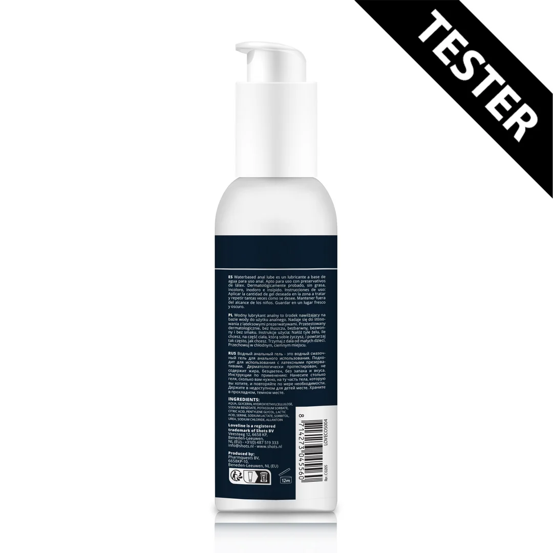 Lubrificante anale a base d’acqua, testato dermatologicamente, incolore e inodore, 150 ml, Loveline by Shots - immagine 1
