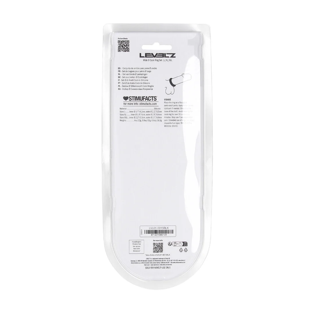Set di anelli fallici in silicone Wide O Levelz by Shots - immagine 2
