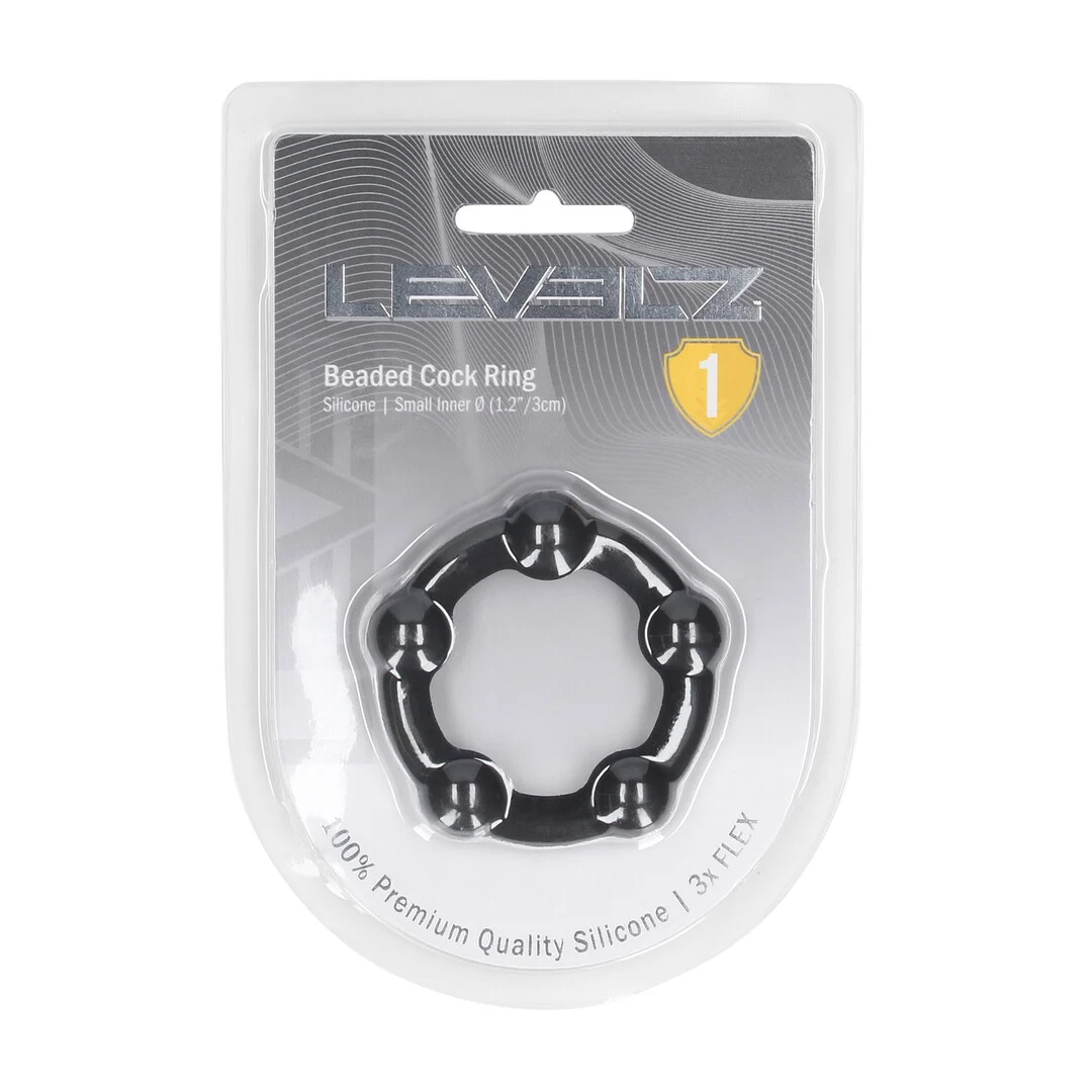 LVL01-0021BLK-2 Anello fallico con perle Levelz by Shots - immagine 1