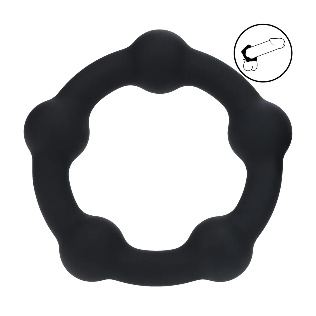 Anello fallico Levelz in silicone con perline, nero - immagine 5