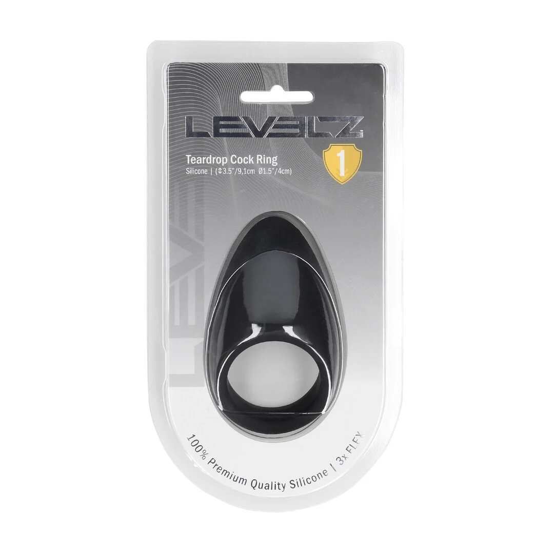 Anello fallico in silicone Levelz a goccia nero - immagine 1