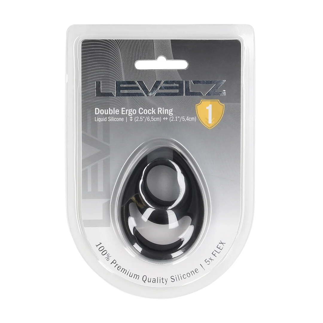 Anello fallico in silicone Levelz Double Ergo nero - immagine 1
