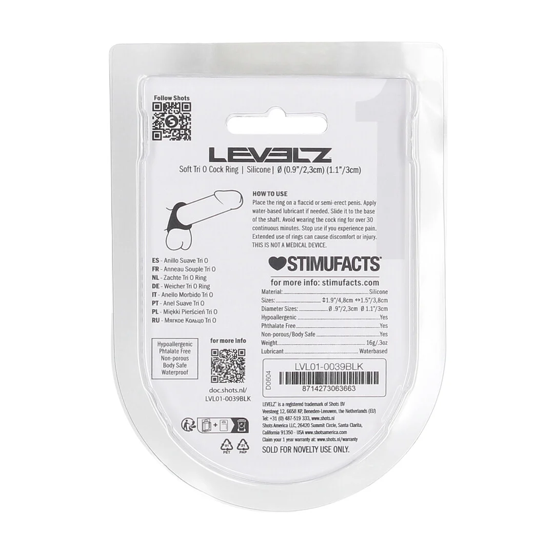 Anello fallico in silicone Levelz Tri O nero - immagine 2