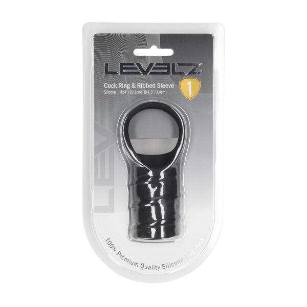 Anello fallico in silicone Levelz by Shots con guaina a coste nera