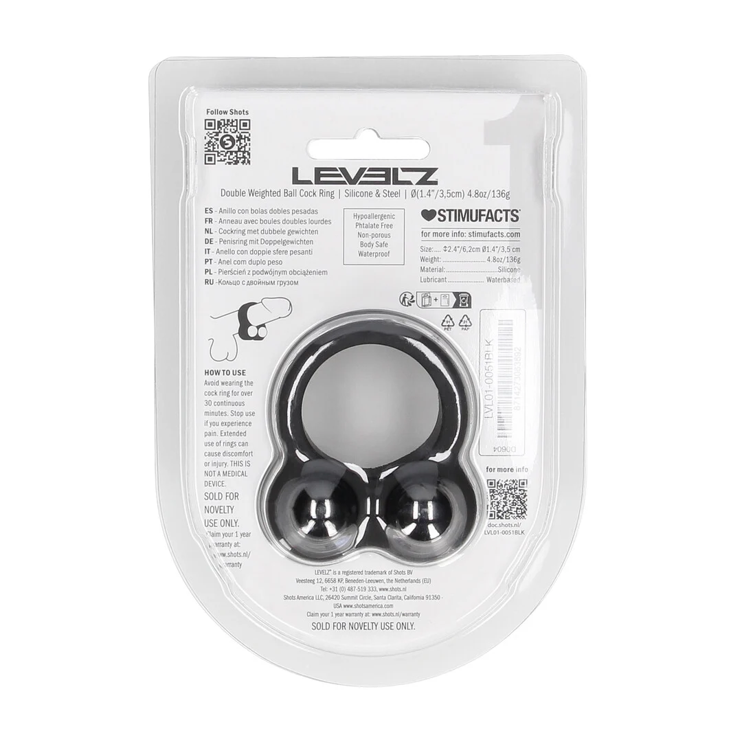 Anello fallico doppio appesantito Levelz in silicone liquido - immagine 2