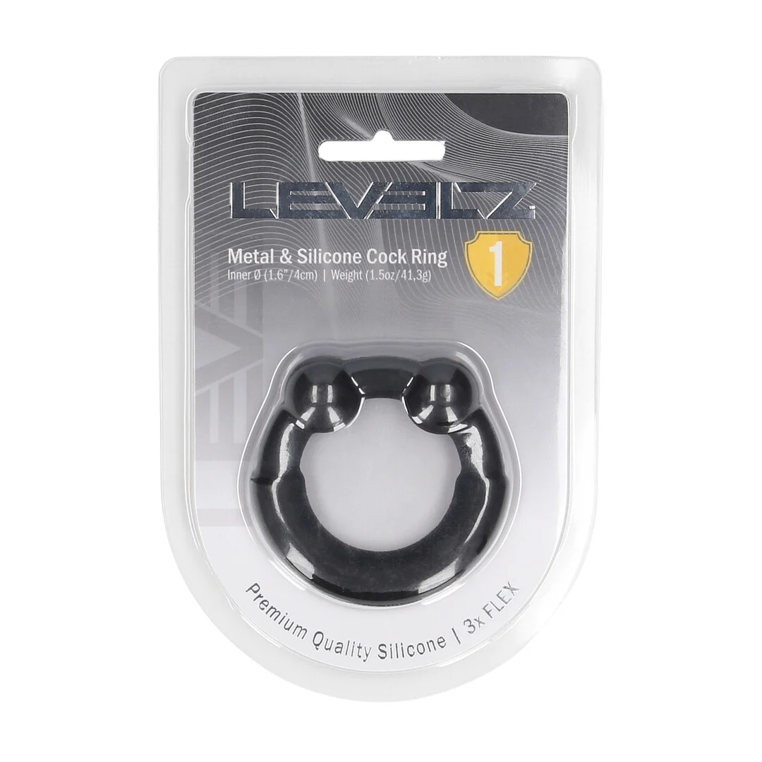 Anello fallico Levelz in metallo e silicone - immagine 1
