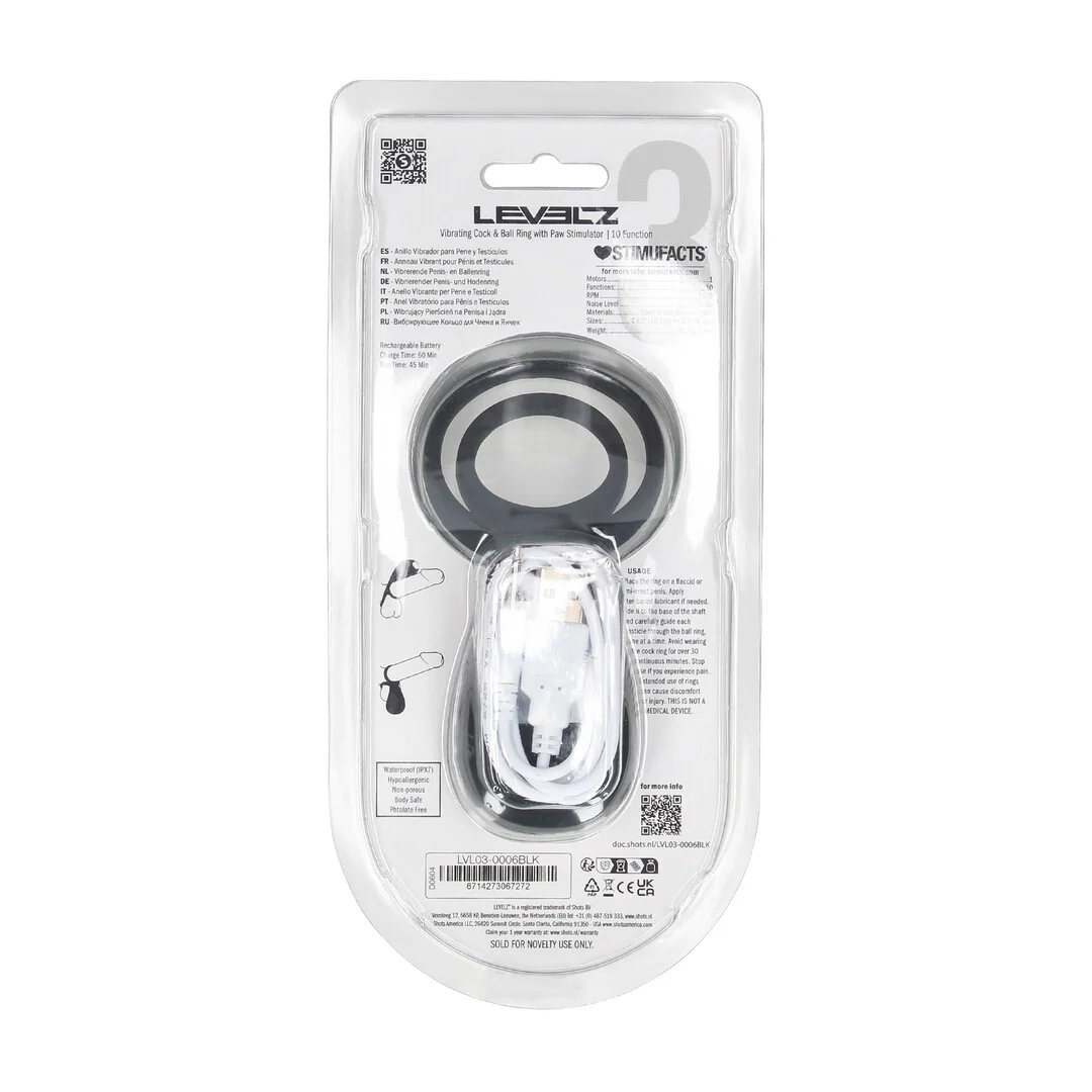 Anello vibrante Levelz per pene e testicoli con stimolatore a forma di zampa - immagine 2