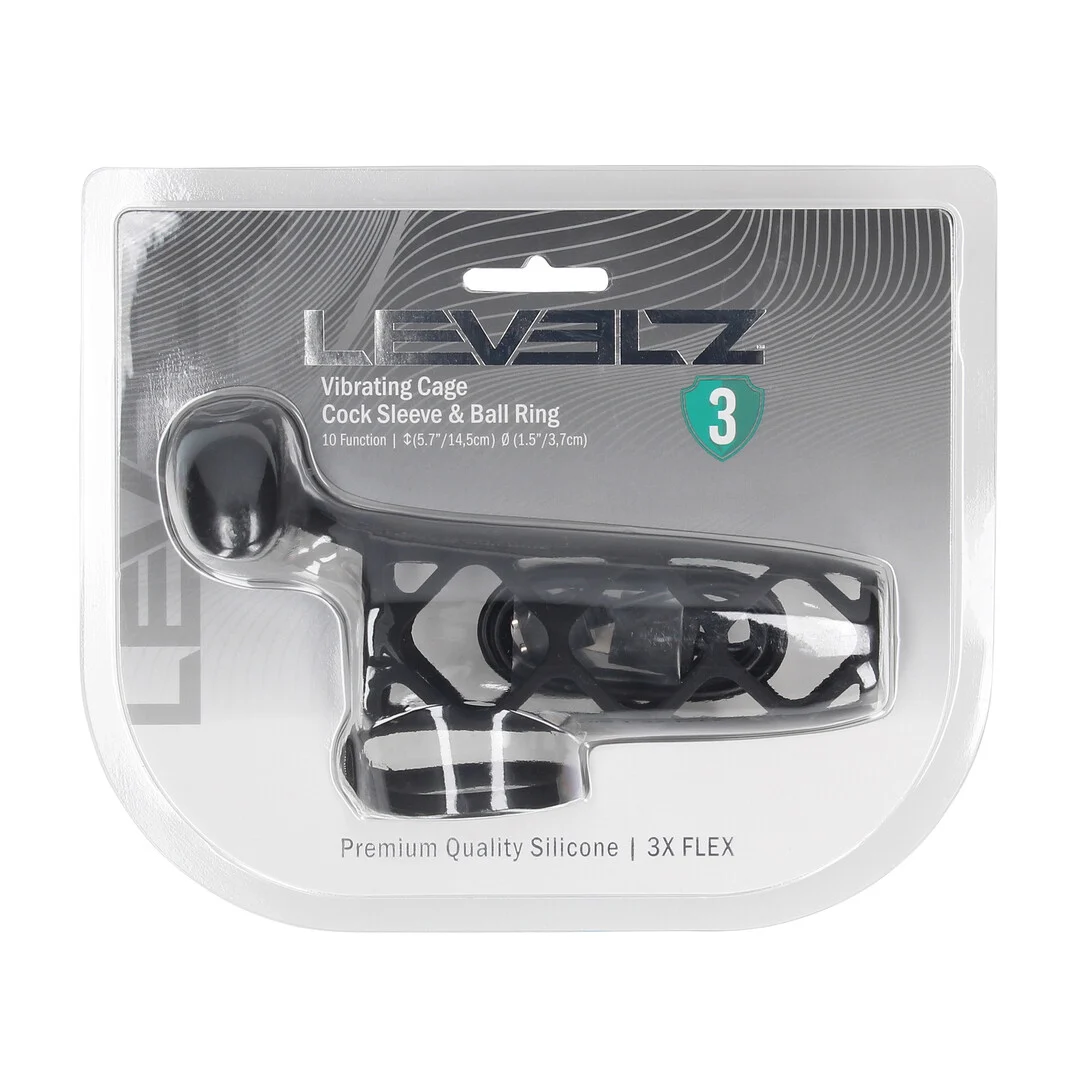 Guaina vibrante per pene Levelz by Shots con anello per testicoli, nera - immagine 1