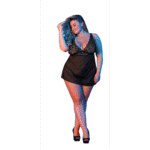 Babydoll nero con schiena scoperta e set con perizoma, taglia 2X - immagine 6