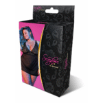 Babydoll nero con schiena scoperta e set con perizoma, taglia 2X