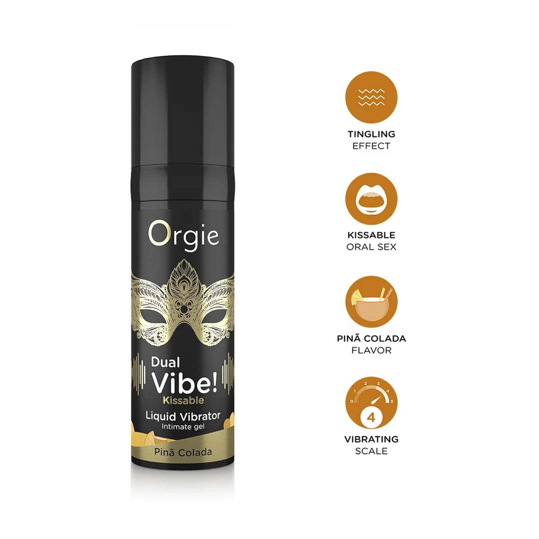 Vibratore liquido da baciare Orgie Dual Vibe! Pina Colada 15 ml - immagine 3