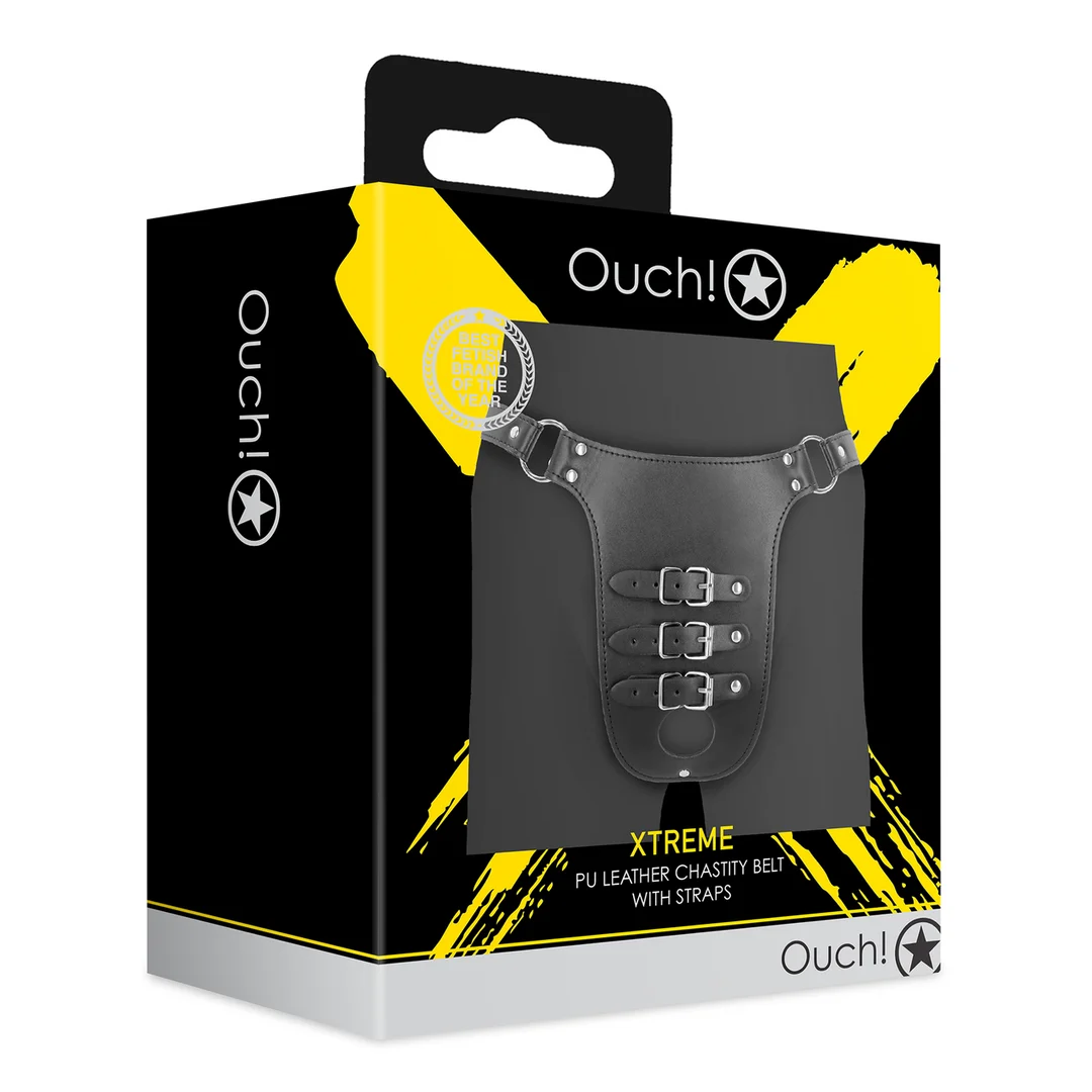 Cintura di castità Ouch! in pelle PU con cinghie