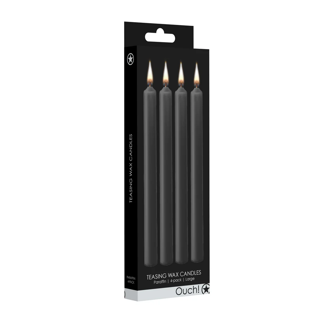 Ouch! Candele di cera, 4 pezzi, grandi, nere - immagine 1