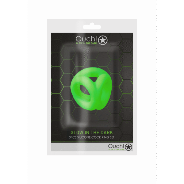 Anello fallico Ouch! Glow in the Dark con fascia per testicoli
