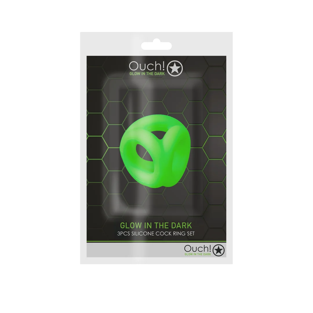 Anello fallico Ouch! Glow in the Dark con fascia per testicoli - immagine 1