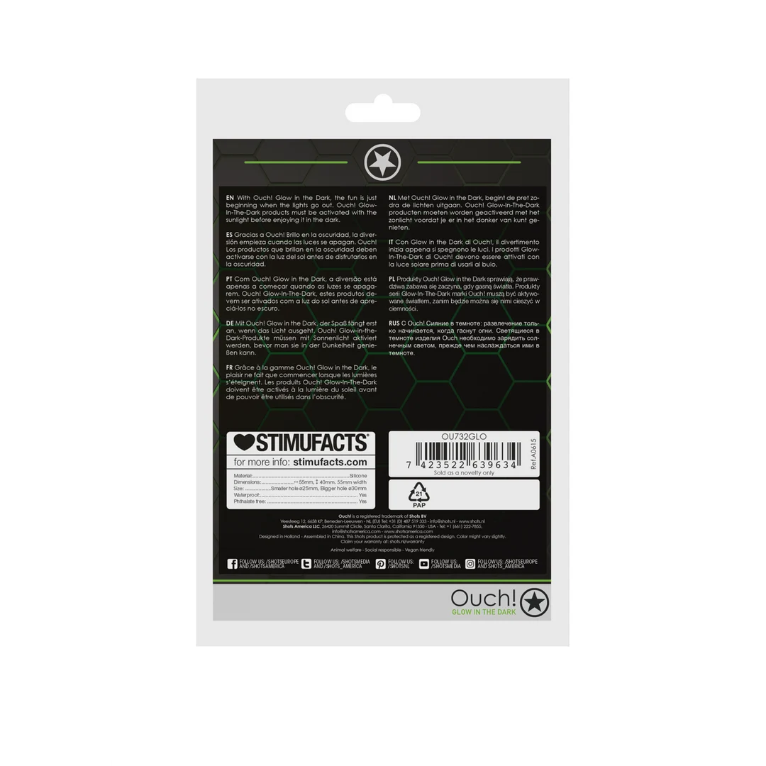Anello fallico Ouch! Glow in the Dark con fascia per testicoli - immagine 2