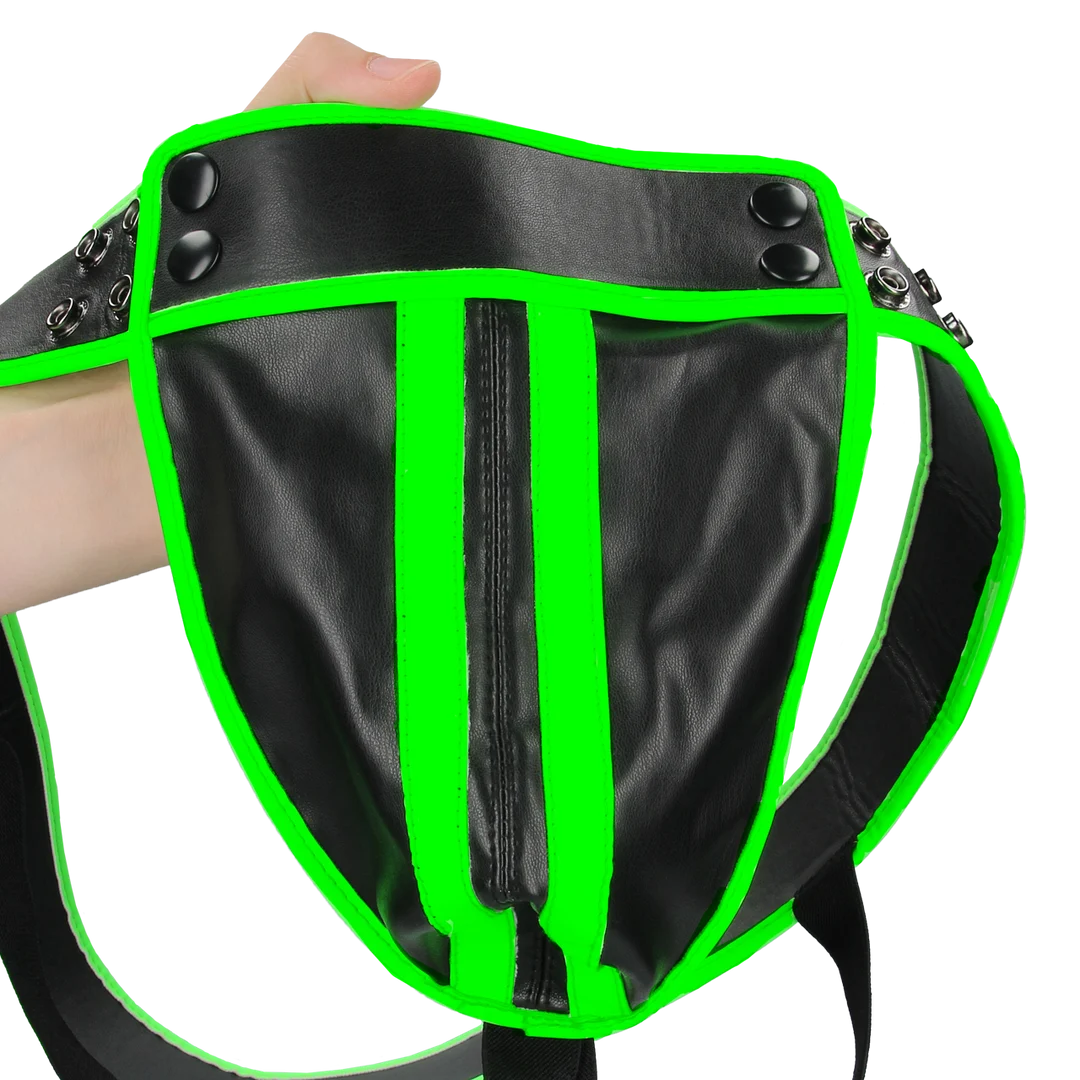 Jockstrap che si illumina al buio, intimo sexy da uomo dal look bondage, Ouch! - immagine 6
