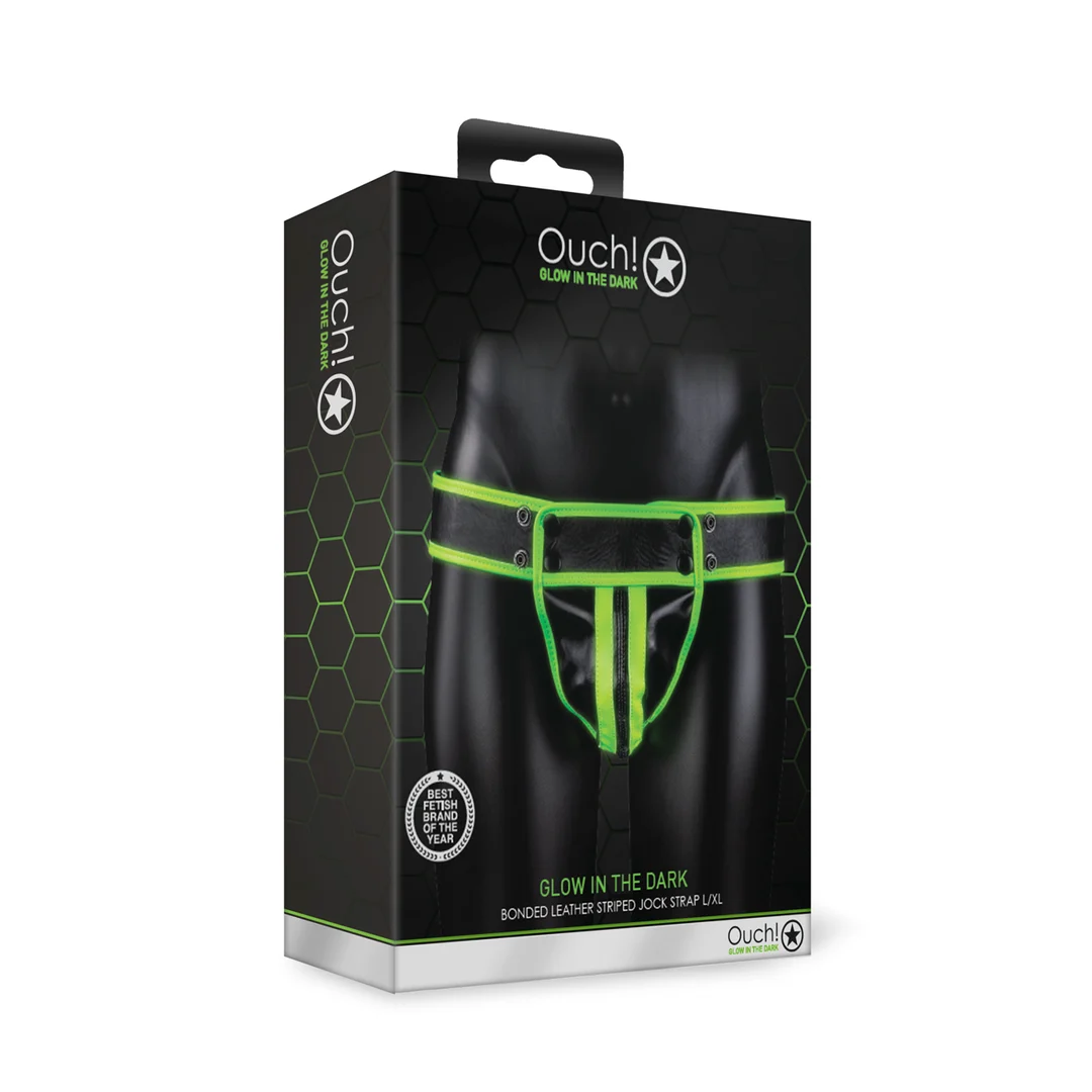 Jockstrap che si illumina al buio, intimo sexy da uomo dal look bondage, Ouch! - immagine 1