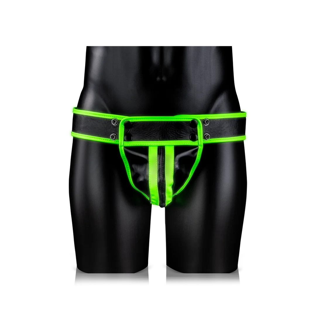 Jockstrap che si illumina al buio, intimo sexy da uomo dal look bondage, Ouch! - immagine 4