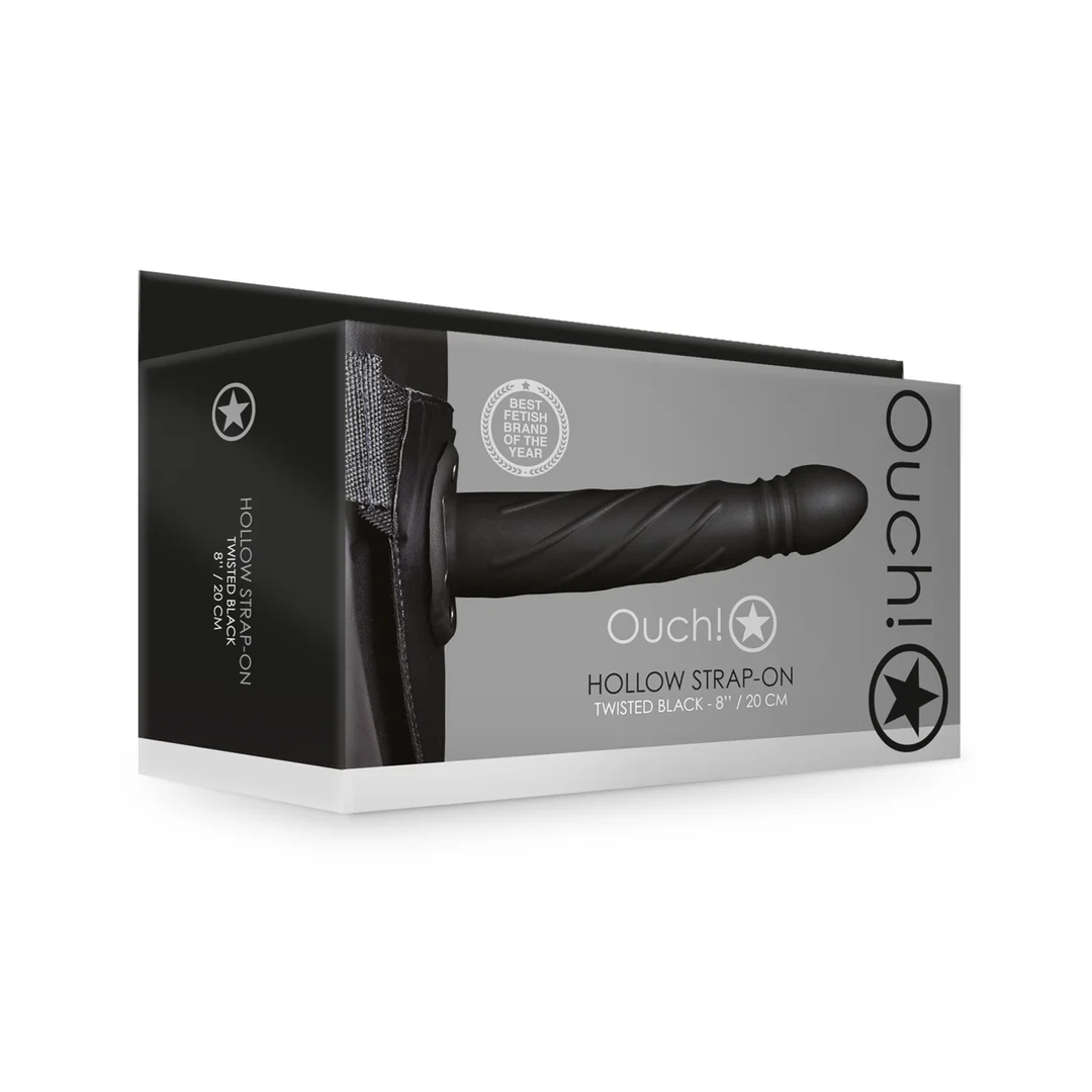 Ouch! Twisted Hollow Strap On 20 cm nero - immagine 1