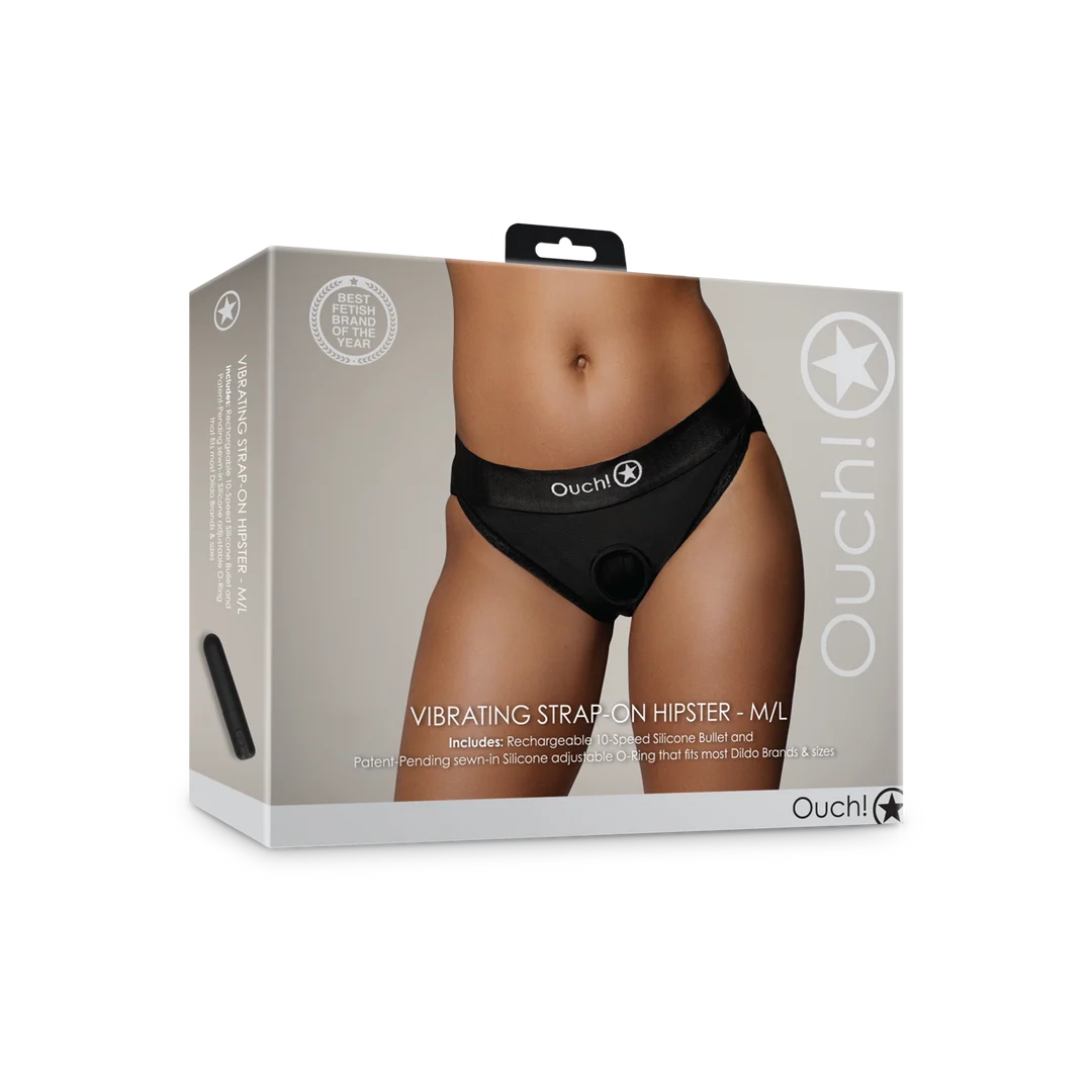 OU828BLKML1-2 Slip hipster strap on vibrante Ouch! - immagine 1