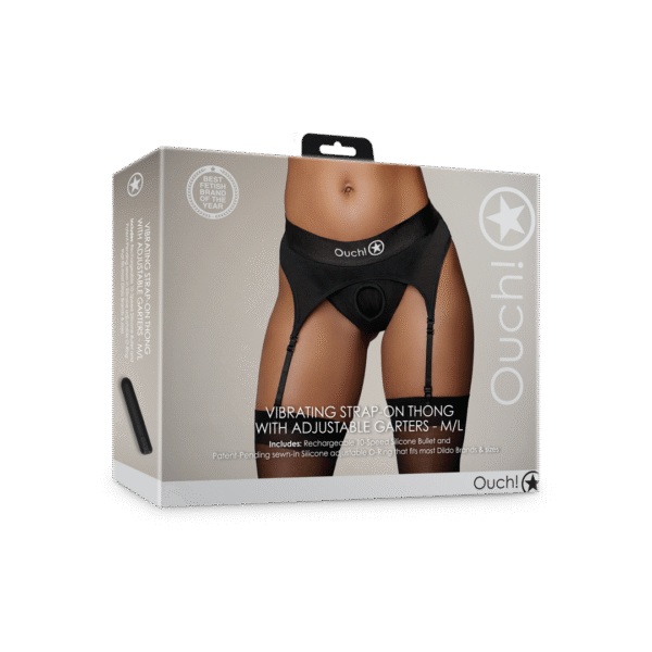 Ouch! Perizoma vibrante con strap on e reggicalze regolabili