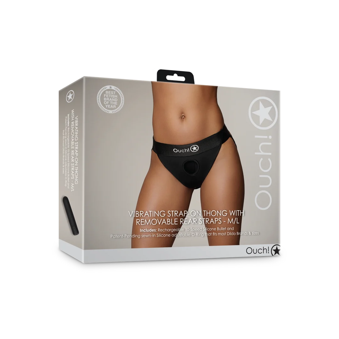 Bullet vibrante con 10 modalità – Perizoma con harness Ouch! by Shots - immagine 1