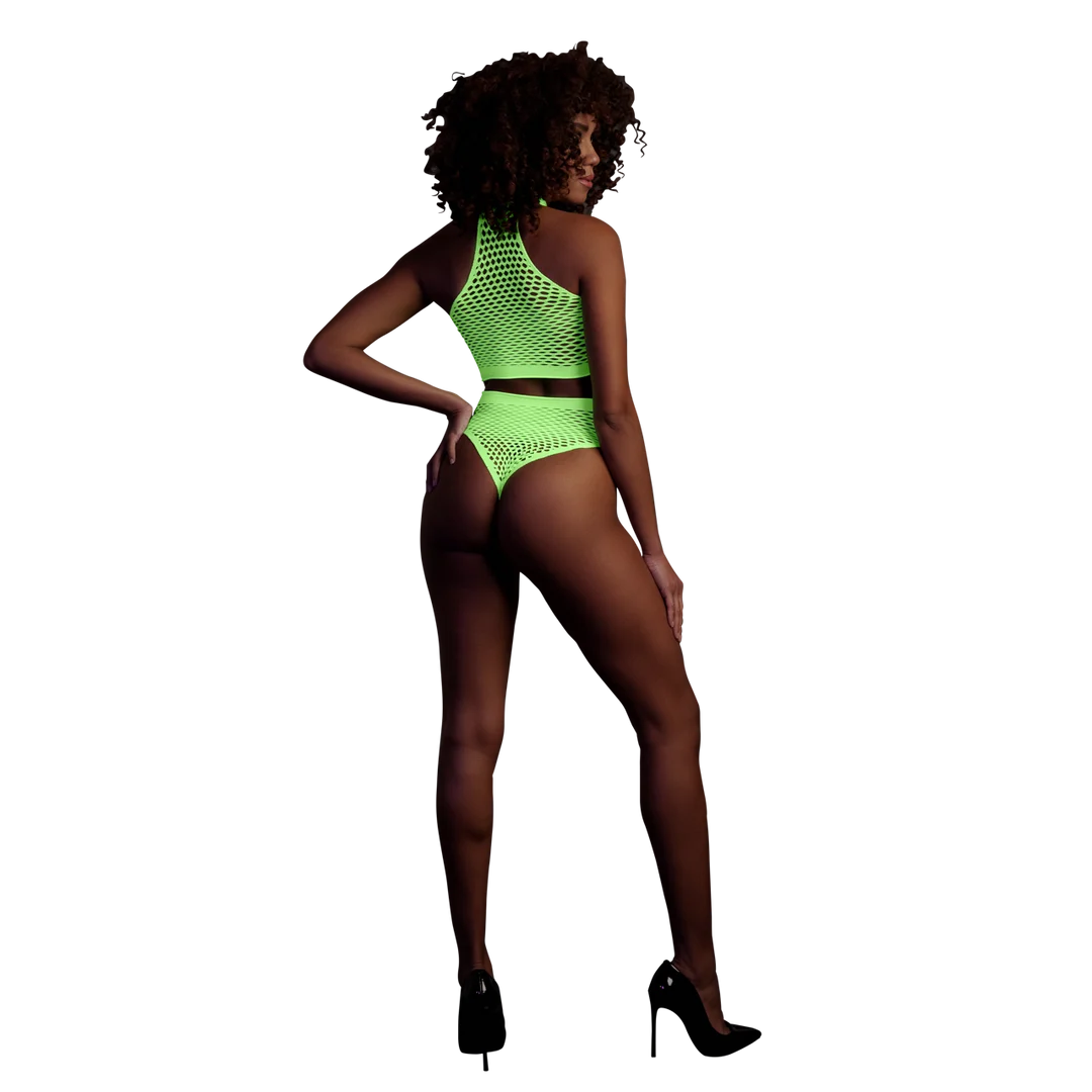 Set verde neon a collo alto con slip - immagine 2