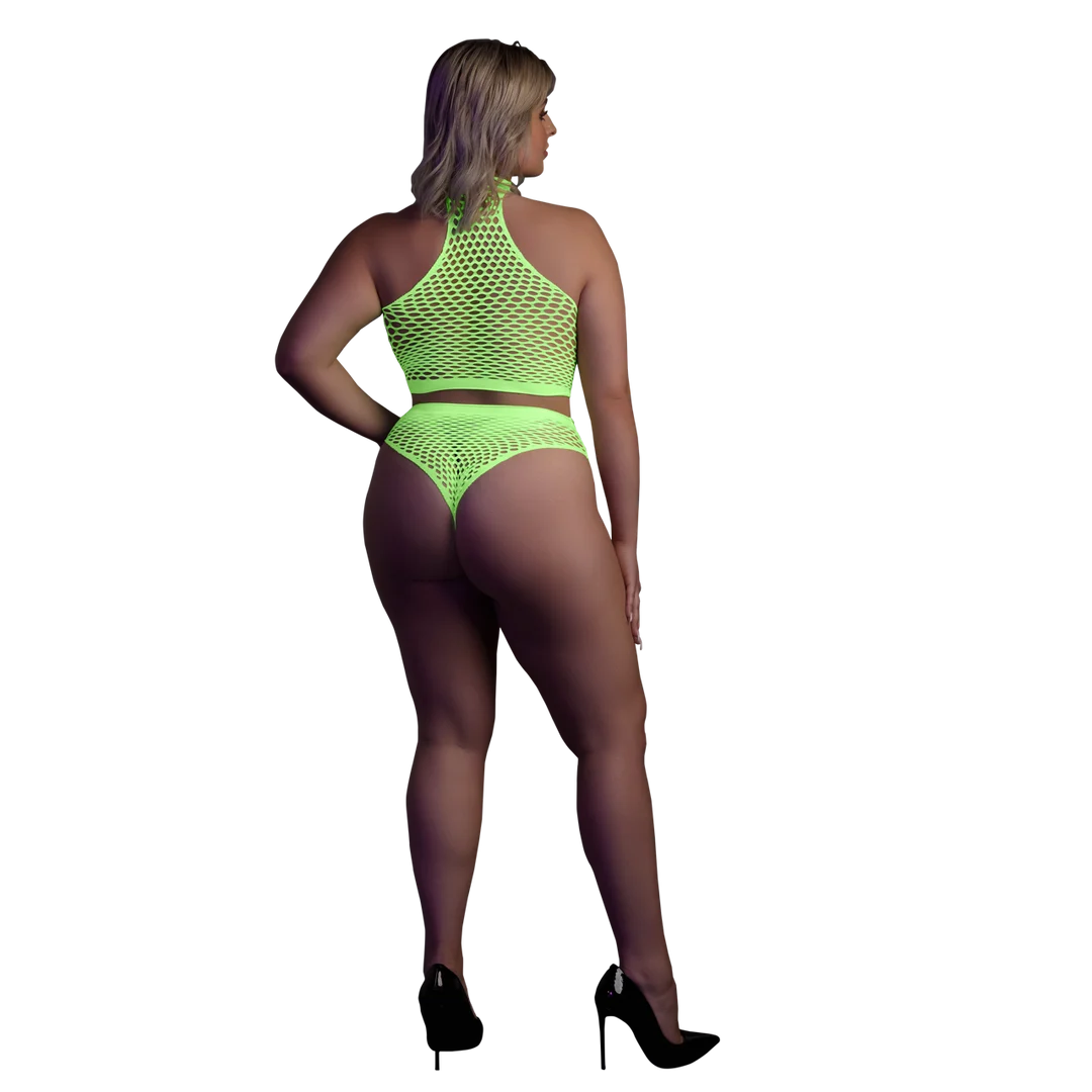 Set verde neon a collo alto con slip - immagine 8