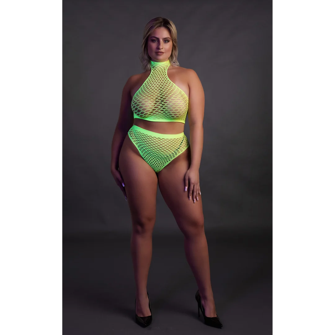 Set verde neon a collo alto con slip - immagine 9