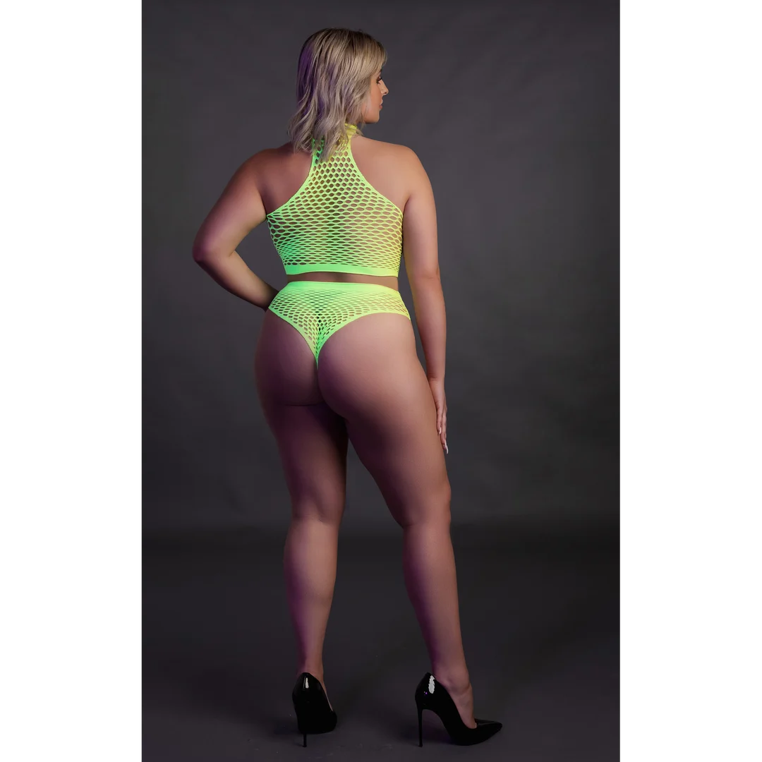 Set verde neon a collo alto con slip - immagine 10