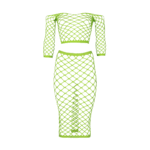 Crop top verde neon con gonna lunga - immagine 5