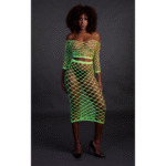 Crop top verde neon con gonna lunga - immagine 3
