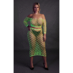 Crop top verde neon con gonna lunga - immagine 9