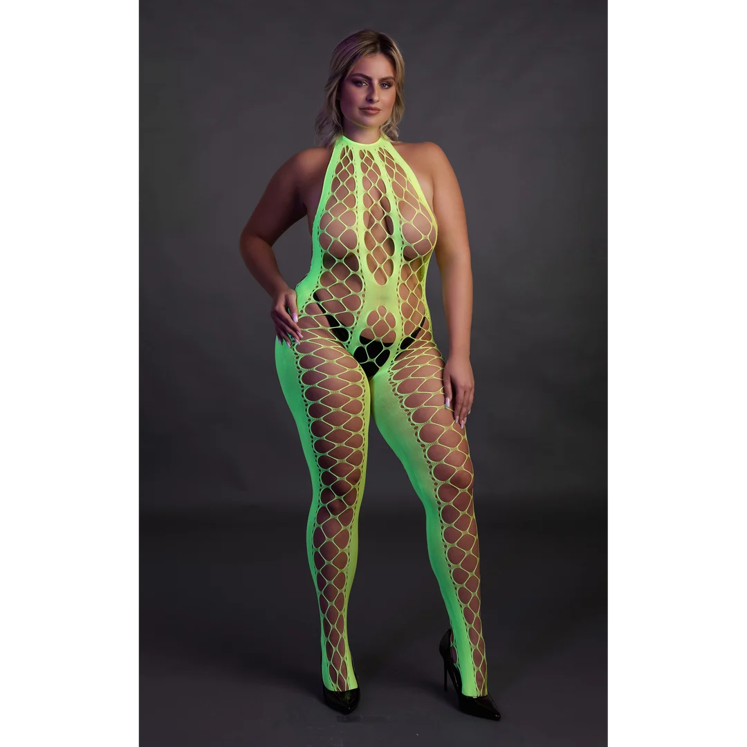 Bodystocking verde neon con collo all’americana - immagine 15