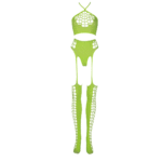 Set verde neon con crop top e calze - immagine 5