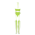 Set verde neon con crop top e calze - immagine 6