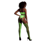Set verde neon con crop top e calze - immagine 2