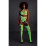 Set verde neon con crop top e calze - immagine 3