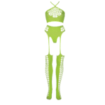 Set verde neon con crop top e calze - immagine 11